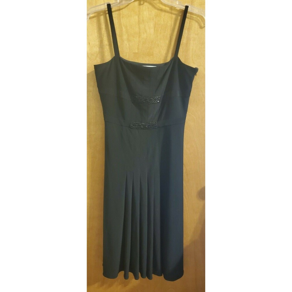 Misses Nine West size 6 black spaghetti sleeve dressy dress beaded